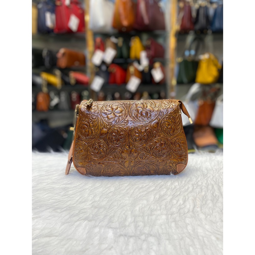 کیف زنانه عسلی قلمزنی